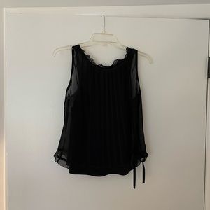 Ann Taylor black sheer sleeveless blouse with built-in cami, size M